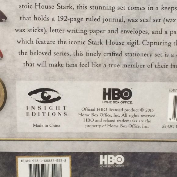 Game Of Thrones House Stark Stationery Set New In Box - Picture 7 of 7